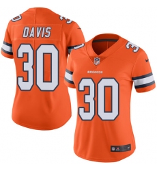 Women's Nike Denver Broncos #30 Terrell Davis Elite Orange Rush Vapor Untouchable NFL Jersey