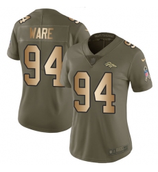 Women's Nike Denver Broncos #94 DeMarcus Ware Limited Olive/Gold 2017 Salute to Service NFL Jersey