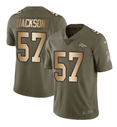 Men's Nike Denver Broncos #57 Tom Jackson Limited Olive/Gold 2017 Salute to Service NFL Jersey