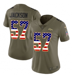 Women's Nike Denver Broncos #57 Tom Jackson Limited Olive/USA Flag 2017 Salute to Service NFL Jersey