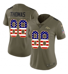Women's Nike Denver Broncos #88 Demaryius Thomas Limited Olive/USA Flag 2017 Salute to Service NFL Jersey