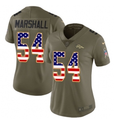 Women's Nike Denver Broncos #54 Brandon Marshall Limited Olive/USA Flag 2017 Salute to Service NFL Jersey