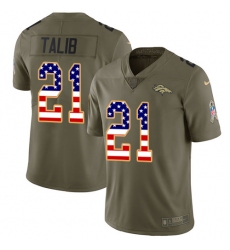 Youth Nike Denver Broncos #21 Aqib Talib Limited Olive/USA Flag 2017 Salute to Service NFL Jersey