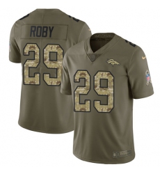 Men's Nike Denver Broncos #29 Bradley Roby Limited Olive/Camo 2017 Salute to Service NFL Jersey