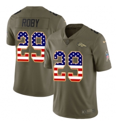 Men's Nike Denver Broncos #29 Bradley Roby Limited Olive/USA Flag 2017 Salute to Service NFL Jersey