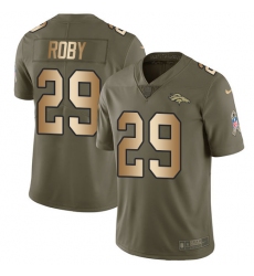Youth Nike Denver Broncos #29 Bradley Roby Limited Olive/Gold 2017 Salute to Service NFL Jersey