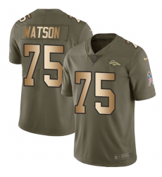 Men's Nike Denver Broncos #75 Menelik Watson Limited Olive/Gold 2017 Salute to Service NFL Jersey