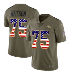 Men's Nike Denver Broncos #75 Menelik Watson Limited Olive/USA Flag 2017 Salute to Service NFL Jersey