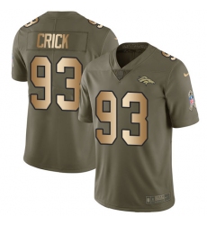Men's Nike Denver Broncos #93 Jared Crick Limited Olive/Gold 2017 Salute to Service NFL Jersey