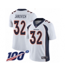 Men's Denver Broncos #32 Andy Janovich White Vapor Untouchable Limited Player 100th Season Football Jersey