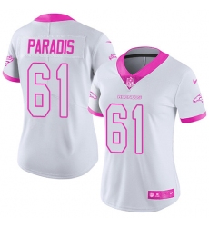 Women's Nike Denver Broncos #61 Matt Paradis Limited White/Pink Rush Fashion NFL Jersey