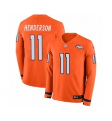 Men's Nike Denver Broncos #11 Carlos Henderson Limited Orange Therma Long Sleeve NFL Jersey