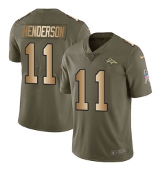 Youth Nike Denver Broncos #11 Carlos Henderson Limited Olive/Gold 2017 Salute to Service NFL Jersey
