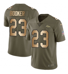 Men's Nike Denver Broncos #23 Devontae Booker Limited Olive/Gold 2017 Salute to Service NFL Jersey
