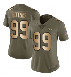 Women's Nike Denver Broncos #99 Adam Gotsis Limited Olive/Gold 2017 Salute to Service NFL Jersey