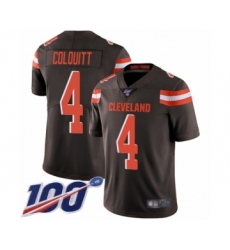 Men's Cleveland Browns #4 Britton Colquitt Brown Team Color Vapor Untouchable Limited Player 100th Season Football Jersey