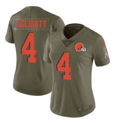 Women's Nike Cleveland Browns #4 Britton Colquitt Limited Olive 2017 Salute to Service NFL Jersey