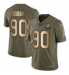 Youth Nike Cleveland Browns #90 Emmanuel Ogbah Limited Olive/Gold 2017 Salute to Service NFL Jersey