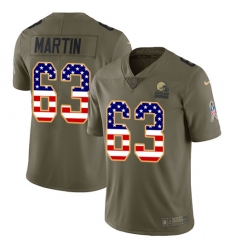 Youth Nike Cleveland Browns #63 Marcus Martin Limited Olive/USA Flag 2017 Salute to Service NFL Jersey
