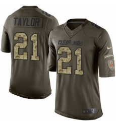 Youth Nike Cleveland Browns #21 Jamar Taylor Elite Green Salute to Service NFL Jersey