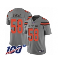 Men's Cleveland Browns #58 Christian Kirksey Limited Gray Inverted Legend 100th Season Football Jersey