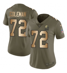 Women's Nike Cleveland Browns #72 Shon Coleman Limited Olive/Gold 2017 Salute to Service NFL Jersey