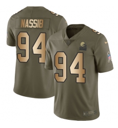 Men's Nike Cleveland Browns #94 Carl Nassib Limited Olive/Gold 2017 Salute to Service NFL Jersey