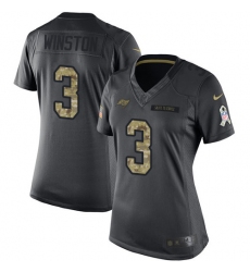 Women's Nike Tampa Bay Buccaneers #3 Jameis Winston Limited Black 2016 Salute to Service NFL Jersey
