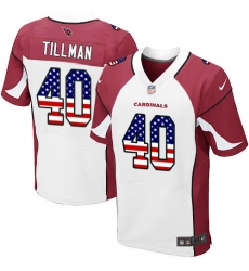 Men's Nike Arizona Cardinals #40 Pat Tillman Elite White Road USA Flag Fashion NFL Jersey