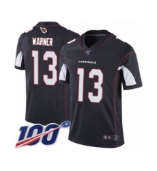 Men's Arizona Cardinals #13 Kurt Warner Black Alternate Vapor Untouchable Limited Player 100th Season Football Jersey
