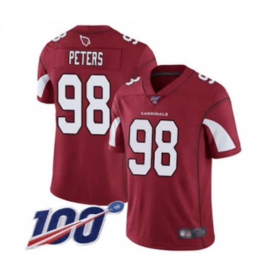 Men's Arizona Cardinals #98 Corey Peters Red Team Color Vapor Untouchable Limited Player 100th Season Football Jersey
