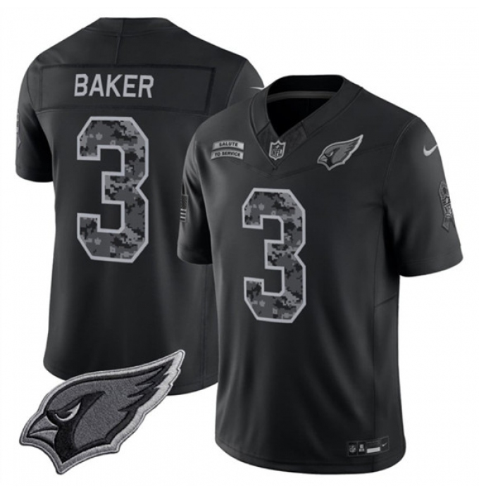 Men's Arizona Cardinals #3 Budda Baker Black 2026 F.U.S.E. Salute to Service Limited Football Stitched Jersey