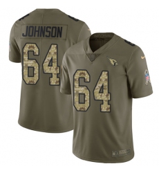 Youth Nike Arizona Cardinals #64 Dorian Johnson Limited Olive/Camo 2017 Salute to Service NFL Jersey