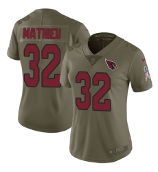 Women's Nike Arizona Cardinals #32 Tyrann Mathieu Limited Olive 2017 Salute to Service NFL Jersey