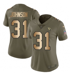 Women's Nike Arizona Cardinals #31 David Johnson Limited Olive/Gold 2017 Salute to Service NFL Jersey