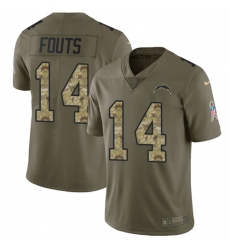 Men's Nike Los Angeles Chargers #14 Dan Fouts Limited Olive/Camo 2017 Salute to Service NFL Jersey