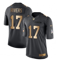 Men's Nike Los Angeles Chargers #17 Philip Rivers Limited Black/Gold Salute to Service NFL Jersey