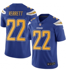 Men's Nike Los Angeles Chargers #22 Jason Verrett Limited Electric Blue Rush Vapor Untouchable NFL Jersey