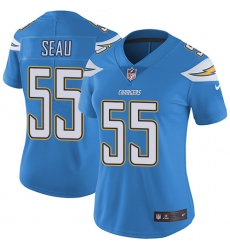 Women's Nike Los Angeles Chargers #55 Junior Seau Electric Blue Alternate Vapor Untouchable Limited Player NFL Jersey