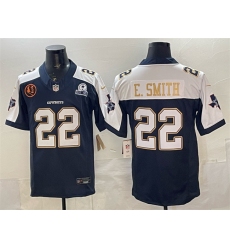 Men's Dallas Cowboys #22 Emmitt Smith Navy F.U.S.E. With John Madden & Established In 1960 Thanksgiving Vapor Limited Stitched Football Jersey