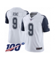 Men's Dallas Cowboys #9 Tony Romo Limited White Rush Vapor Untouchable 100th Season Football Jersey