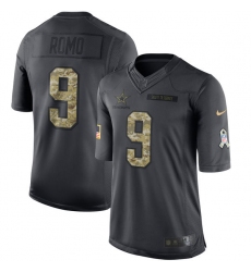 Youth Nike Dallas Cowboys #9 Tony Romo Limited Black 2016 Salute to Service NFL Jersey