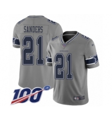 Youth Dallas Cowboys #21 Deion Sanders Limited Gray Inverted Legend 100th Season Football Jersey