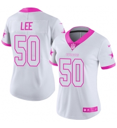 Women's Nike Dallas Cowboys #50 Sean Lee Limited White/Pink Rush Fashion NFL Jersey