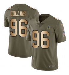 Youth Nike Dallas Cowboys #96 Maliek Collins Limited Olive/Gold 2017 Salute to Service NFL Jersey
