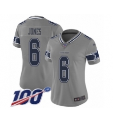 Women's Dallas Cowboys #6 Chris Jones Limited Gray Inverted Legend 100th Season Football Jersey