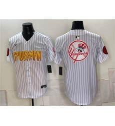 Mens New York Yankees X Spider-Man Team Big Logo White Limited Stitched Baseball Jersey