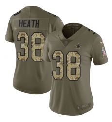 Women's Nike Dallas Cowboys #38 Jeff Heath Limited Olive/Camo 2017 Salute to Service NFL Jersey