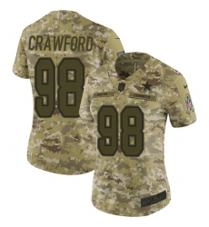 Women's Nike Dallas Cowboys #98 Tyrone Crawford Limited Camo 2018 Salute to Service NFL Jersey