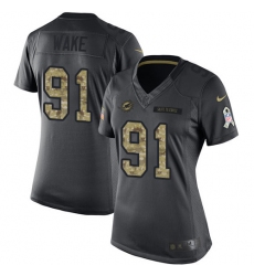 Women's Nike Miami Dolphins #91 Cameron Wake Limited Black 2016 Salute to Service NFL Jersey